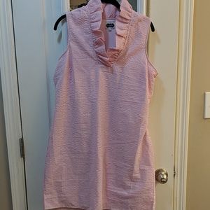 Mud pie pink seersucker dress size Large